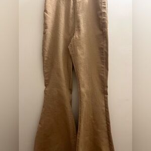 Beige High-Waisted Flared Pants